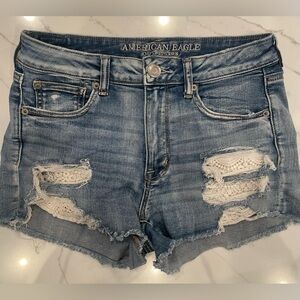 American Eagle Ripped Jean Shorts Medium Wash Size 8